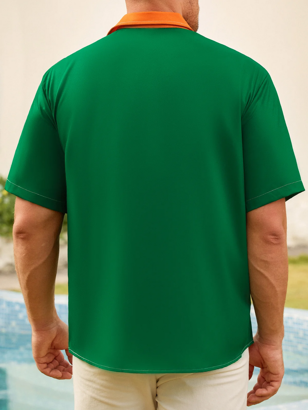 Orange And Green St. Patrick's Day Lucky Clover Hawaiian Golf Shirt, Tropical Vibe Men's Golf Shirt
