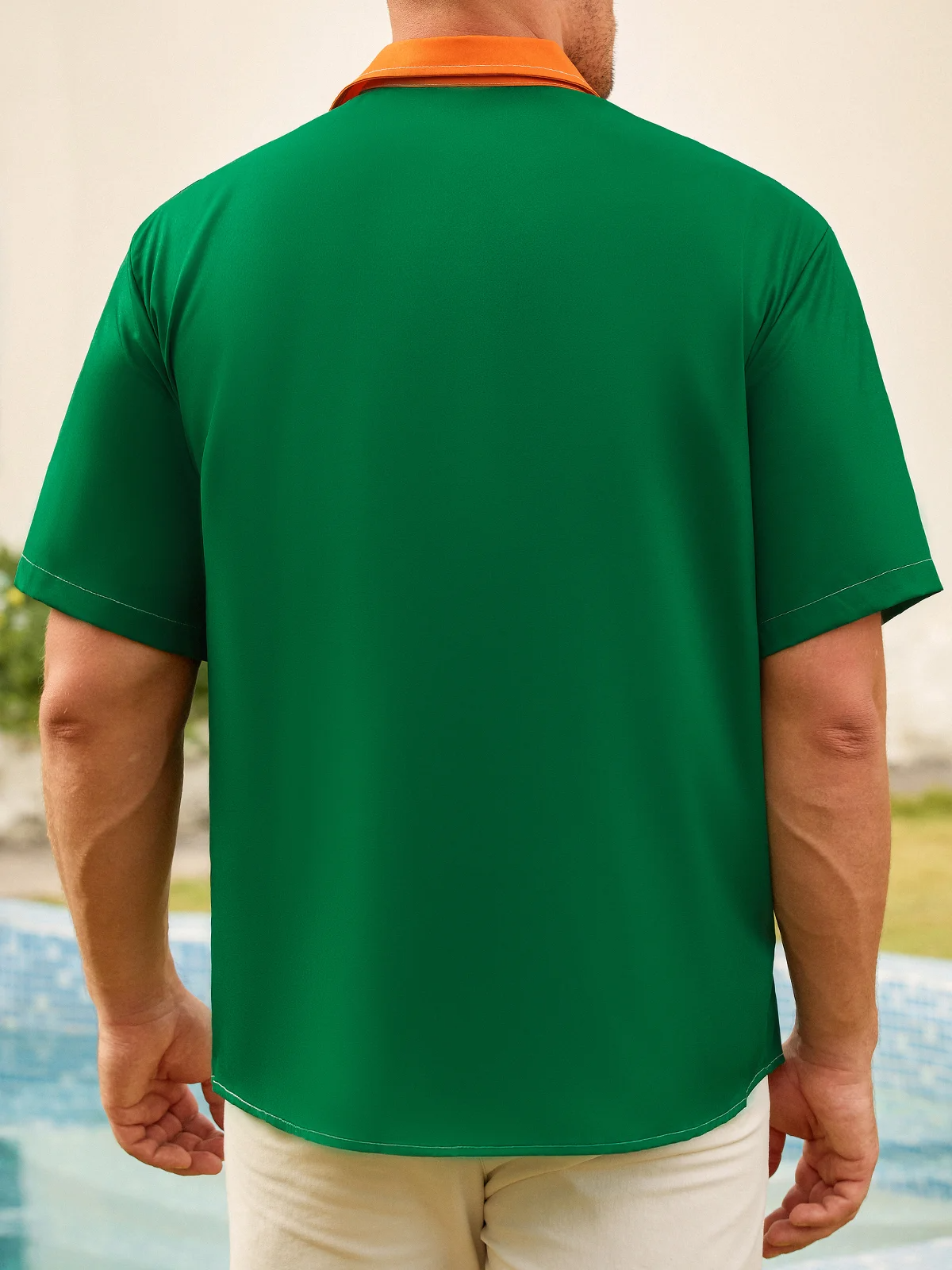 Orange And Green St. Patrick's Day Lucky Clover Hawaiian Golf Shirt, Tropical Vibe Men's Golf Shirt