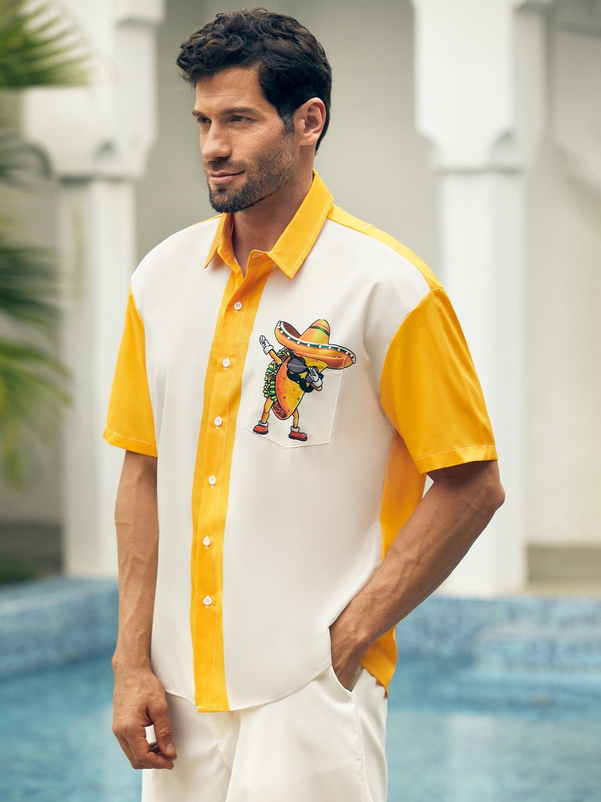 Funny Burrito Hawaiian Golf Shirt, Men's Golf Shirt, Mexican Culture Art Tropical Vibe Funny Golf Shirt