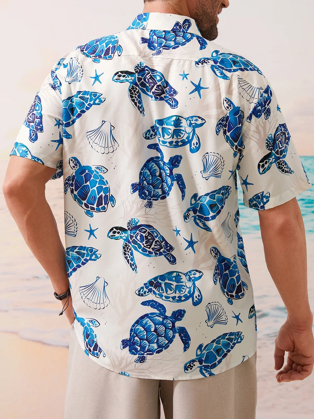 Sea Turtle Pattern Hawaiian Golf Shirt,  Men's Golf Shirt, Ocean Vibe Tropical Vibe Funny Golf Shirt