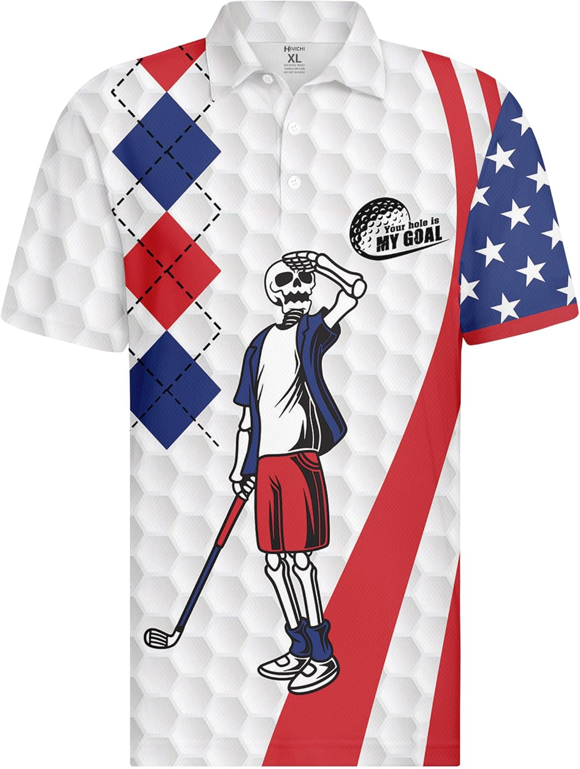 Funny Swing Polo Shirt American Flag Shirt Patriotic Golf Polo Shirts, Golf Gift For Men, Golf Shirts For Men