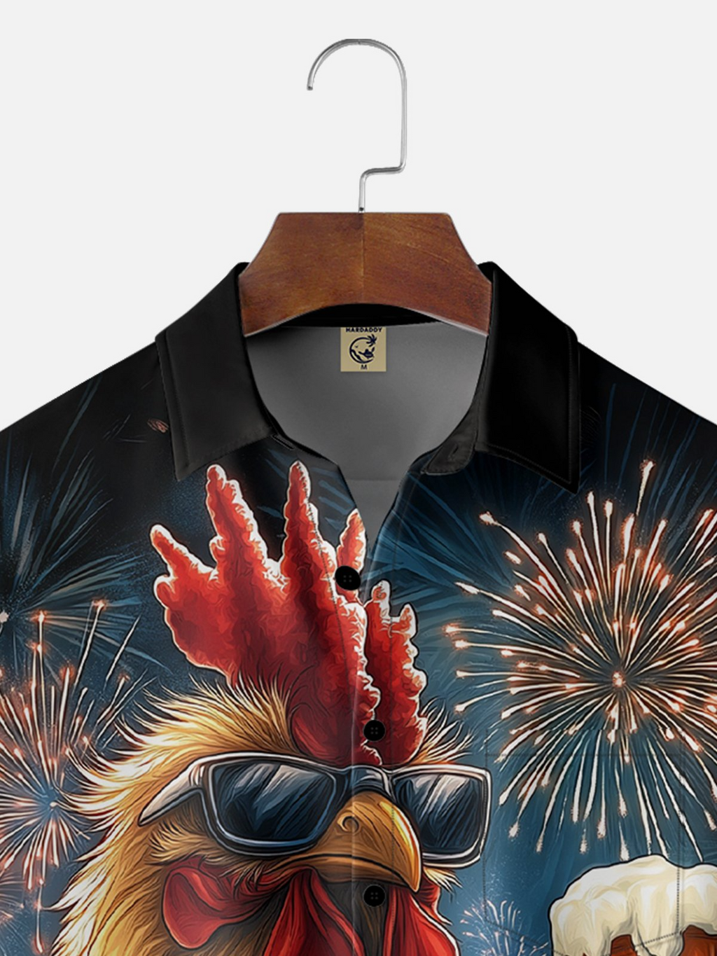 Rooster Beer USA Patriotic Hawaiian Golf Shirt, 250th Anniversary Tropical Vibe Men's Golf Shirt