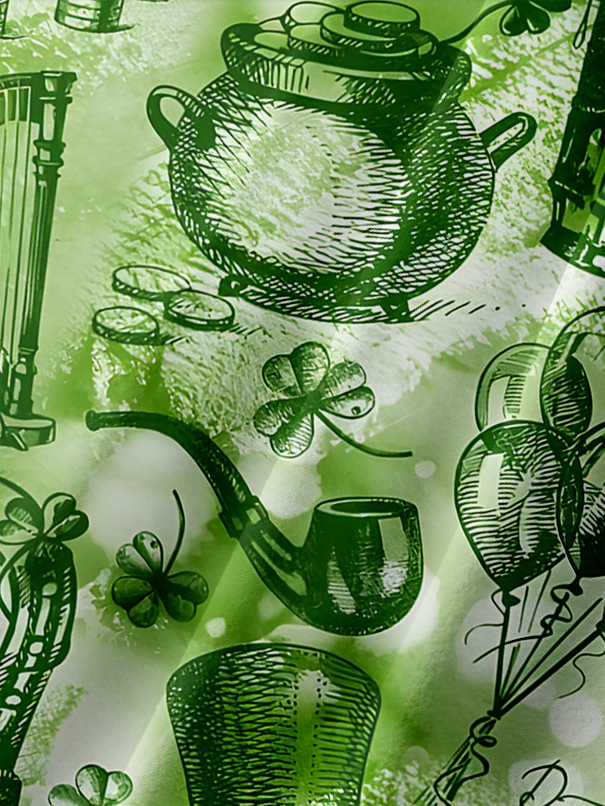 Green St. Patrick's Day Lucky Clover Gold Coins Beer Hawaiian Golf Shirt, Tropical Vibe Men's Golf Shirt