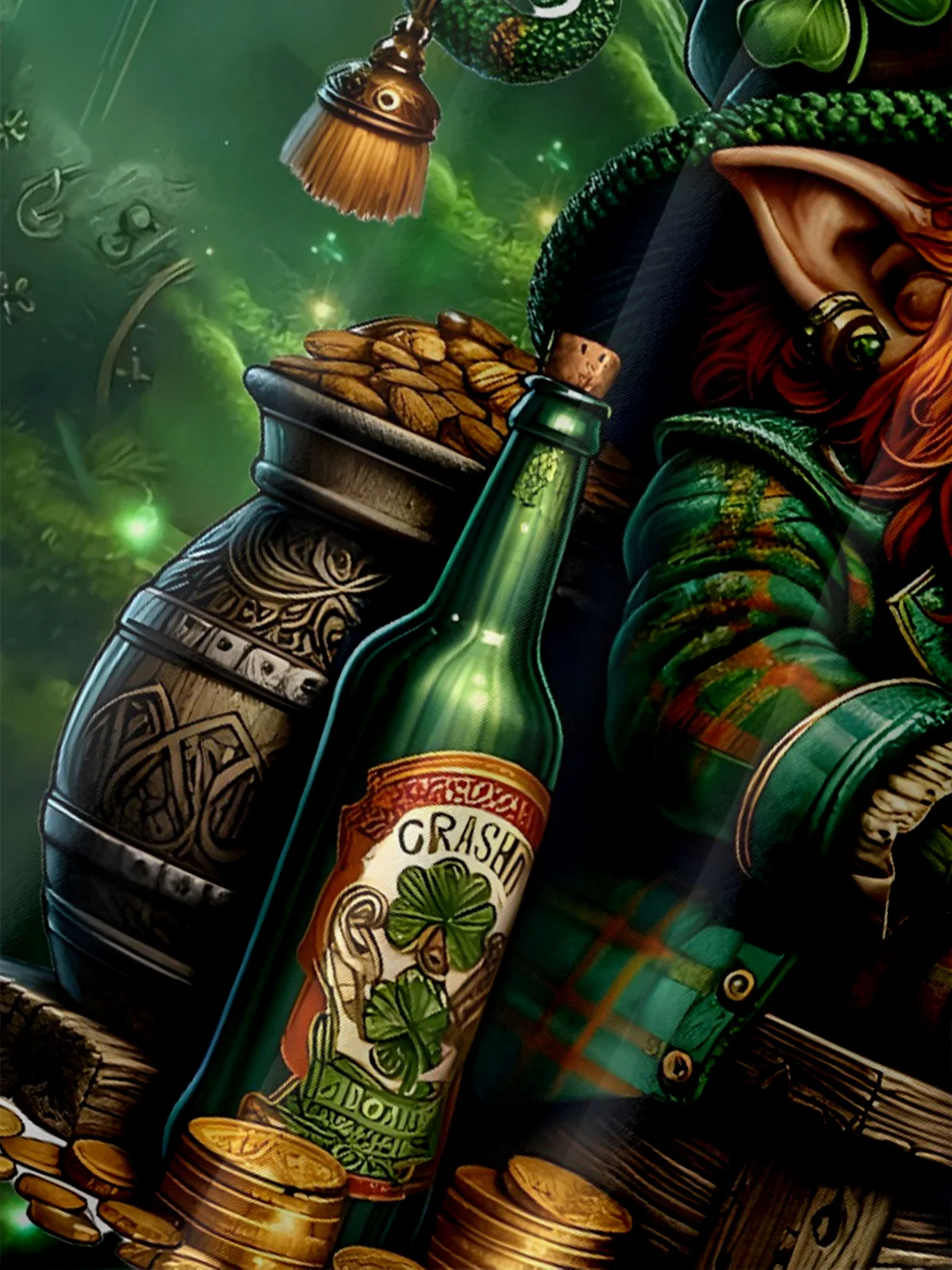 Lucky St. Patrick's Day Gnome Beer And Gold Coin Hawaiian Golf Shirt, Tropical Vibe Men's Golf Shirt