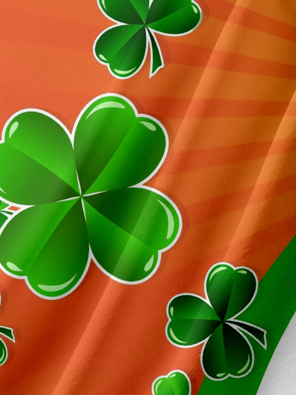 St. Patrick's Day Lucky Four Leaf Clover Orange And Green Hawaiian Golf Shirt, Tropical Vibe Men's Golf Shirt