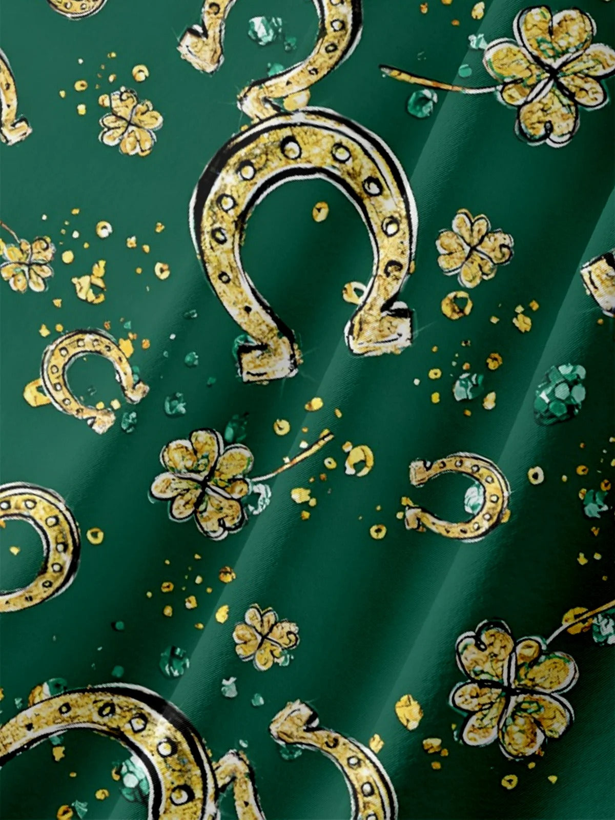 St Patricks Day Horseshoes Clover Hawaiian Golf Shirt, Tropical Vibe Men's Golf Shirt