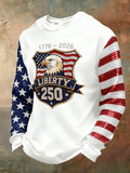 1776-2026 Liberty 250 Sequin Pattern White Golf Shirt, Patriotic Golf Shirt, 4th Of July Golf Shirts For Men