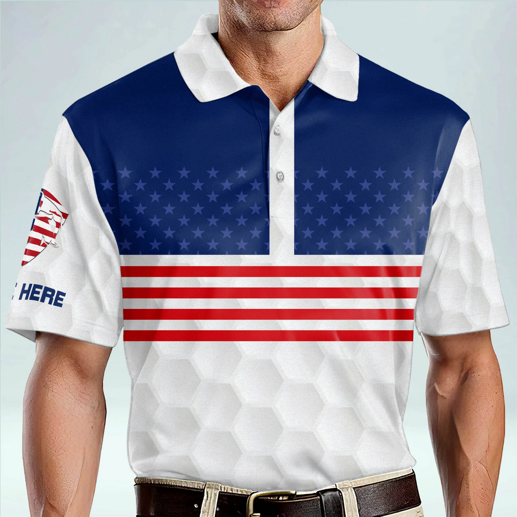 I Hate Golf Nice Short I Love Golf USA Flag Custom Golf Polo Shirts, Golf Gift For Men, Golfing Apparel