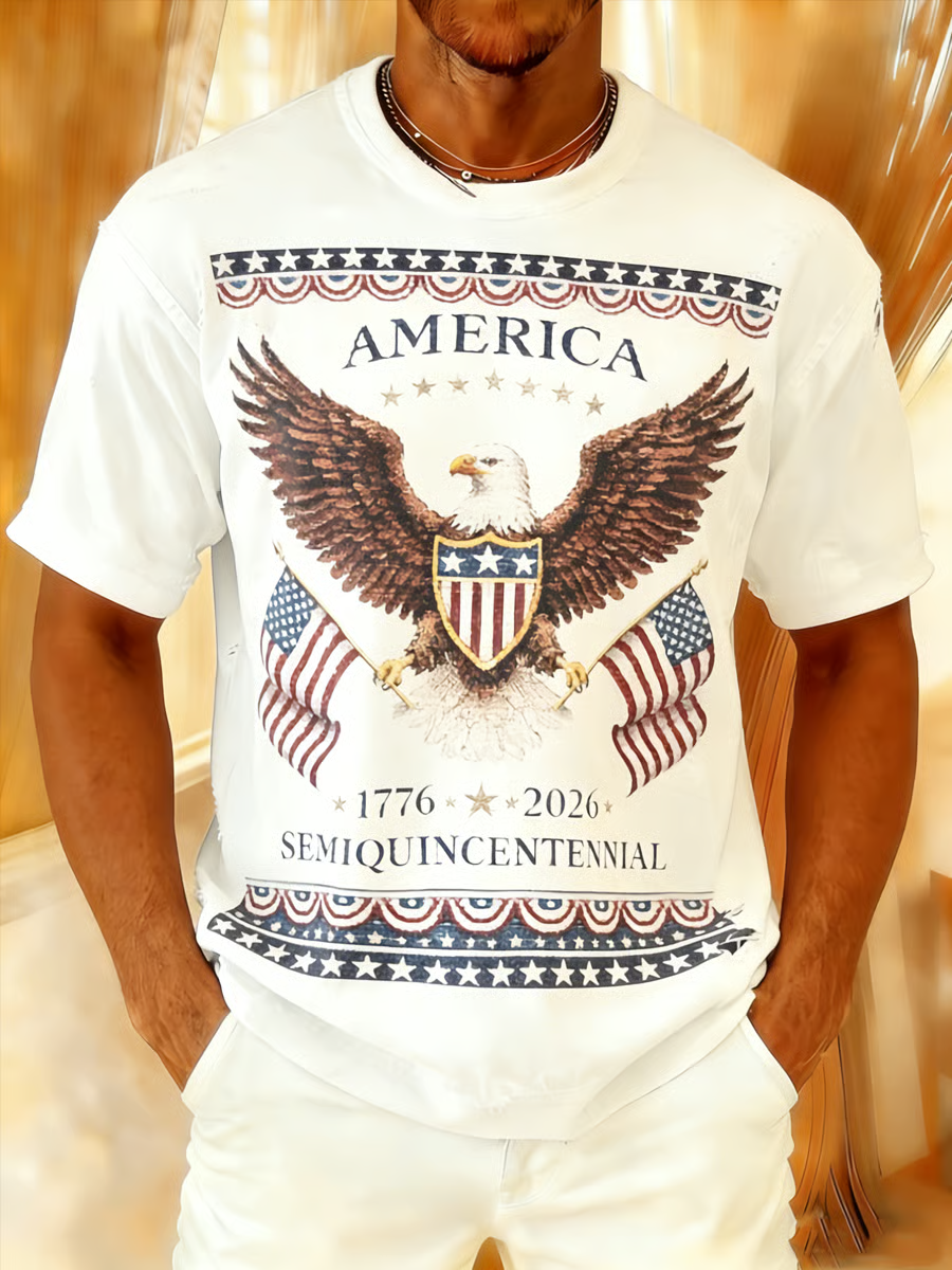 America 1776-2026 Semiquincentennial Patriotic White Golf Shirt, 4th Of July 250th Anniversary Golf Shirts For Men