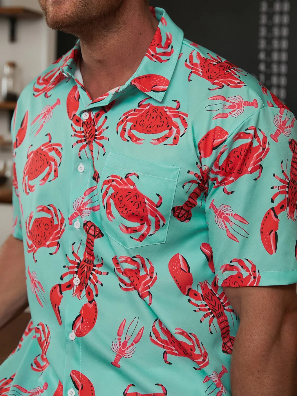 Lobster Pattern Hawaiian Golf Shirt,  Men's Golf Shirt, Ocean Vibe Tropical Vibe Funny Golf Shirt
