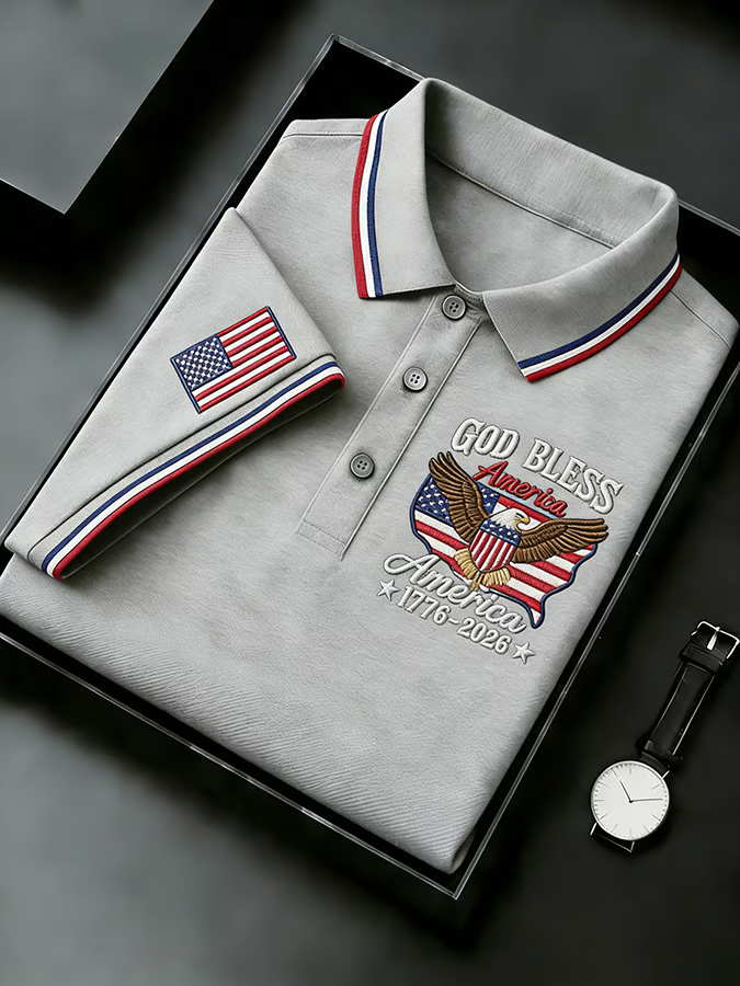 God Bless America 250th Anniversary USA Flag 4th Of July Golf Shirt, Patriotic Golf Shirt, Polo For Men