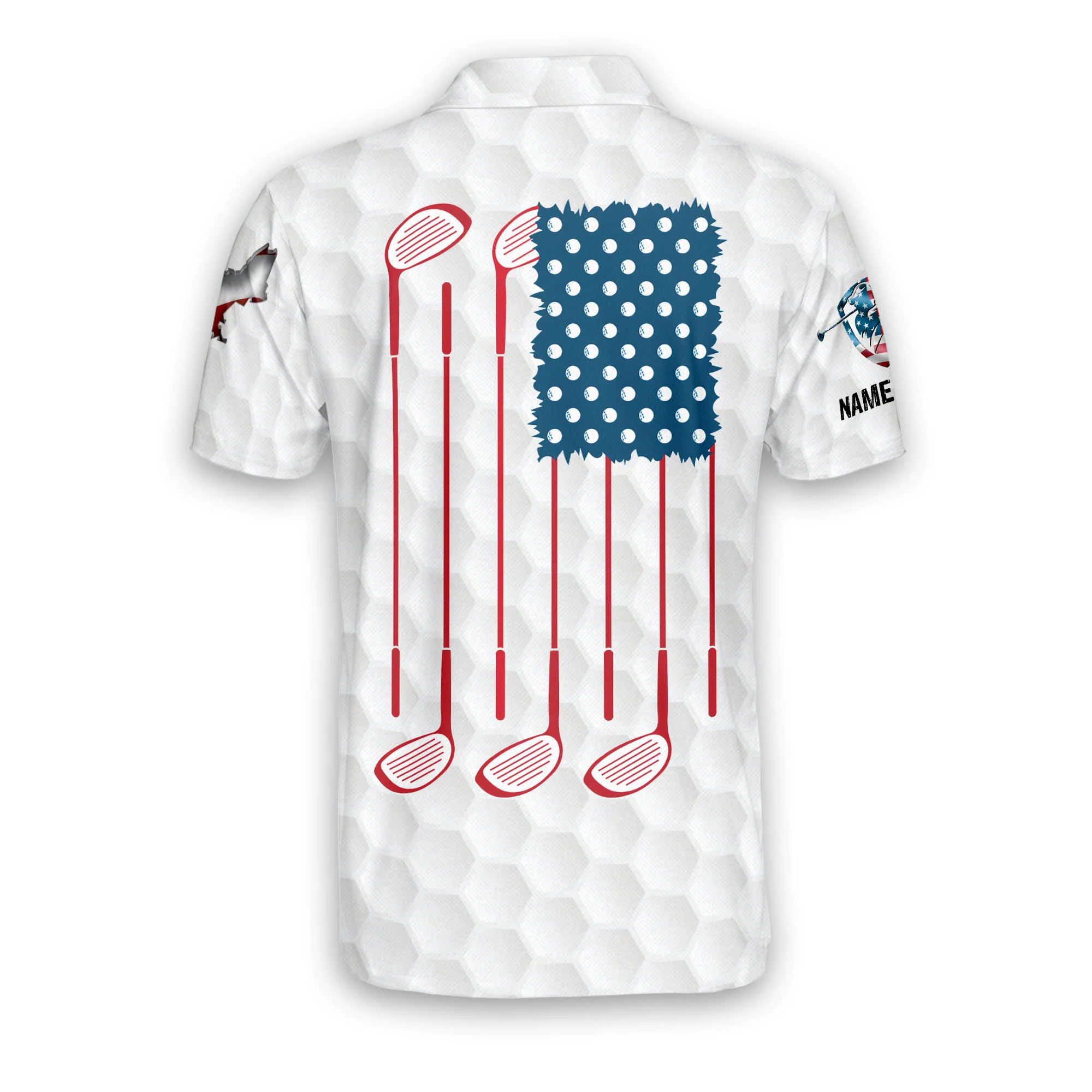 Proud Golf American Flag Custom Name Golf Polo Shirts, Golf Gift For Men, Golfing Apparel
