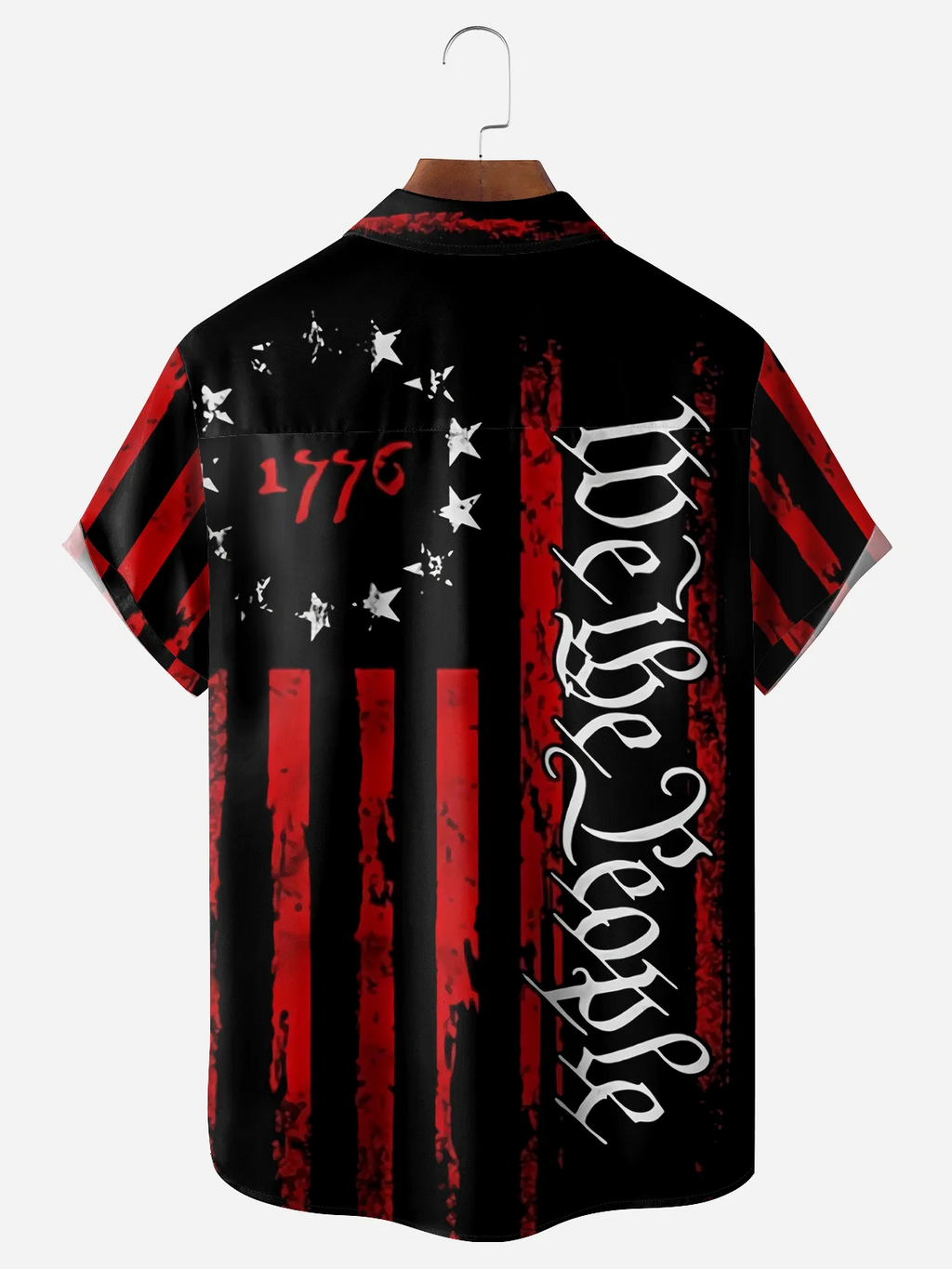 1776 We The People Red And Black Hawaiian Golf Shirt, 250th Anniversary Tropical Vibe Men's Golf Shirt