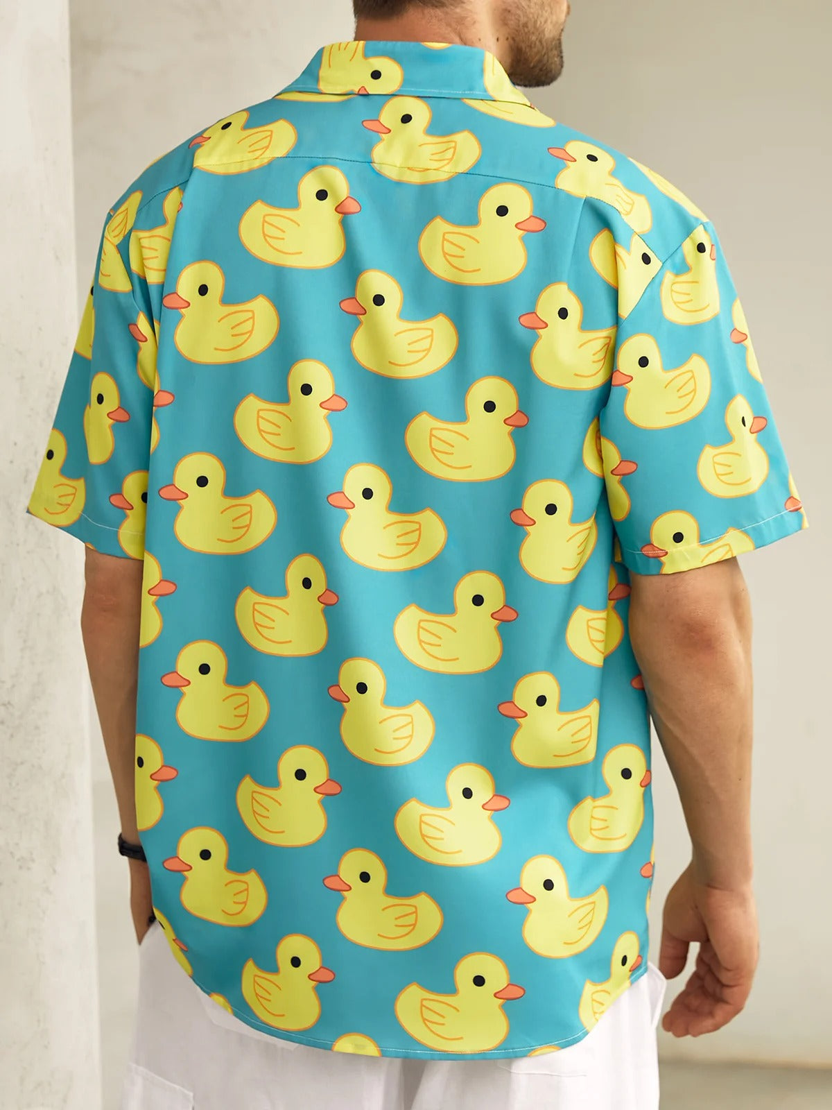Yellow Ducks Seamless Pattern Hawaiian Golf Shirt,  Men's Golf Shirt, Tropical Vibe Funny Golf Shirt