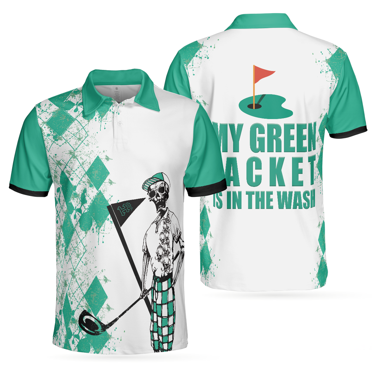 Skeleton Golfer Golf Polo Shirt, Golfing Apparel, Golf Clothing, Mens Golf Gift