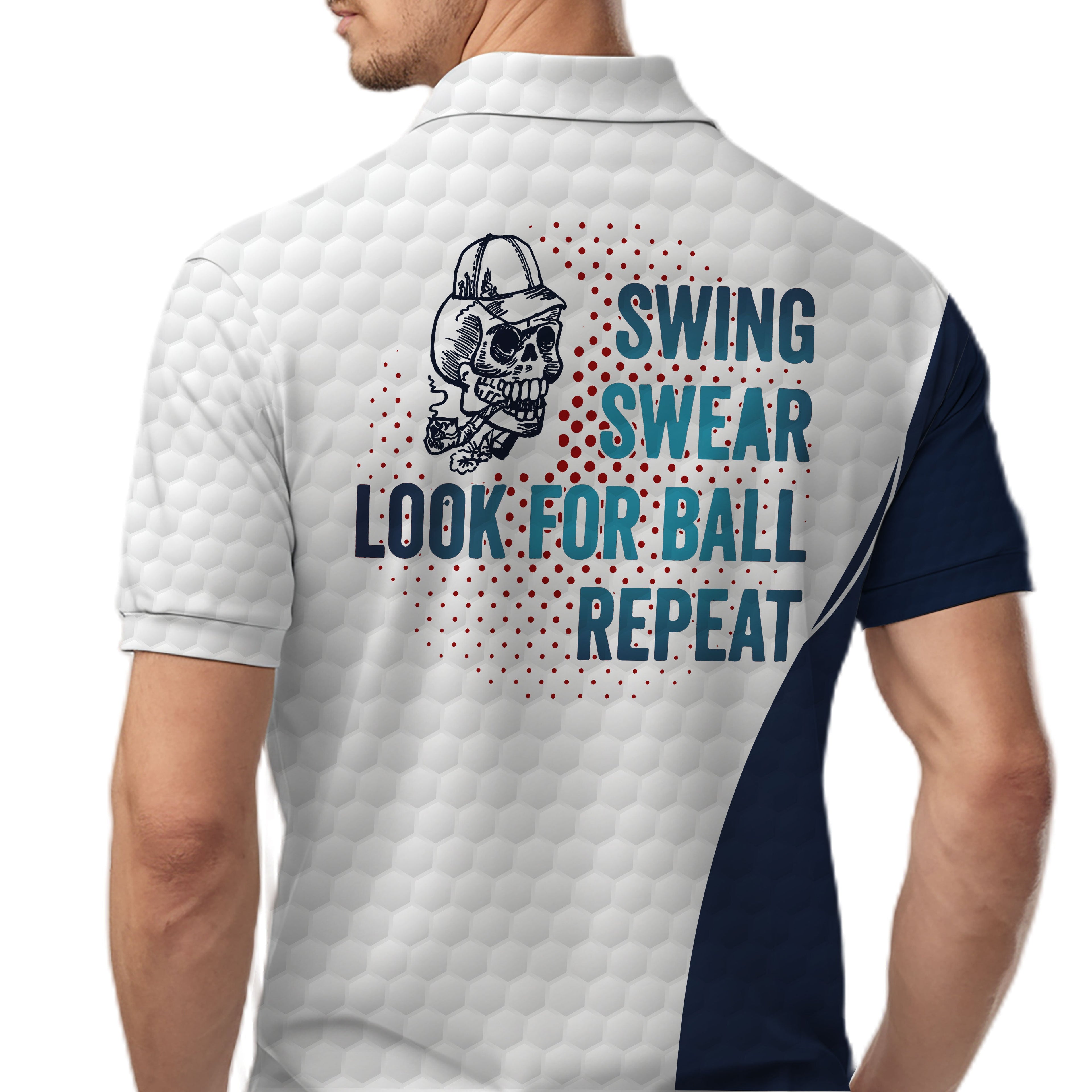 Swing Swear Look For Ball Repeat Personalized Golf Polo ShirtGolf Shirt, Gift For Golfers