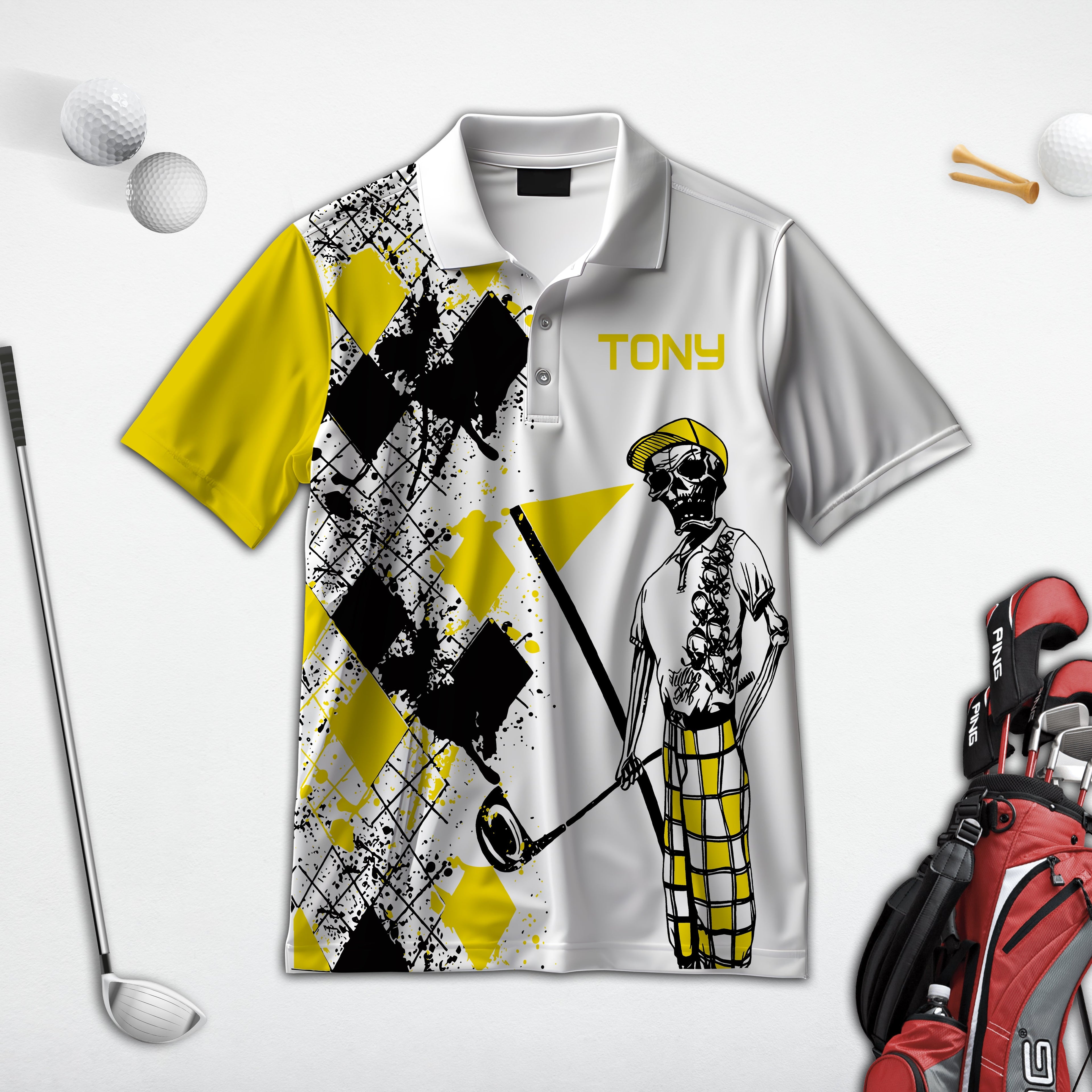 Swing Swear Drink Repeat Personalized Name 3D Golf Polo ShirtGolf Shirt, Gift For Golfers
