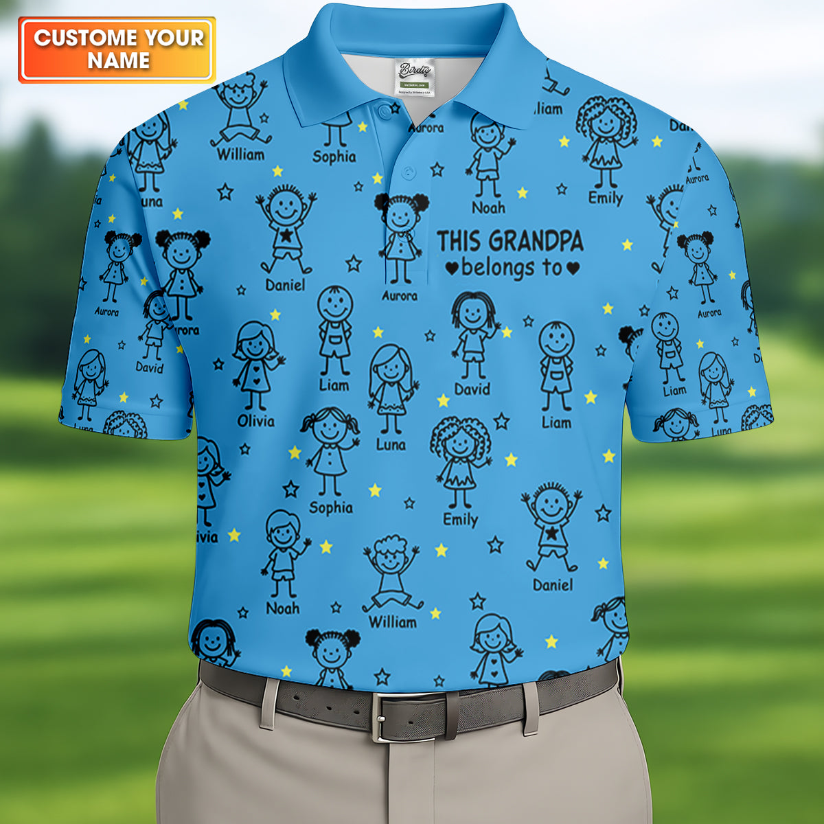 This Grandpa Dad Belongs To Kids Pet Blue Golf Shirt, Polo Shirts For Men, Golf Gift For Men