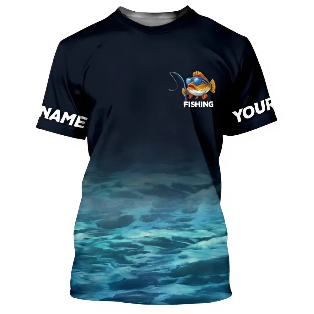 Personalized Men's Fishing T-shirt, Funny Fish Design, 'Fishing Rods are like Potato Chips', Custom Name