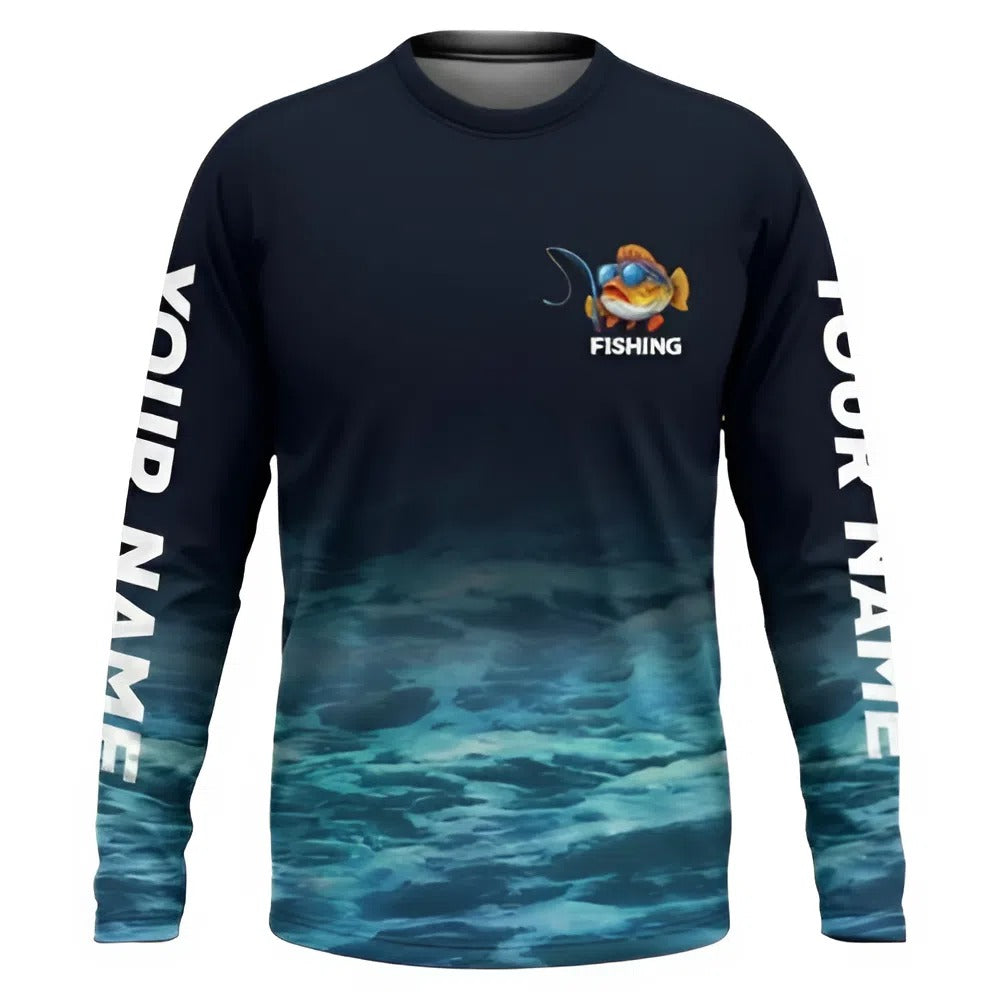 Personalized Men's Long Sleeve Fishing Shirt, Funny Fish Design, 'Fishing Rods are like Potato Chips', Custom Name