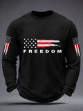 American Flag 250th Anniversary Shirt Men's Freedom USA Flag Print Casual Waffle Long Sleeve T-Shirt 4th Of July Shirt