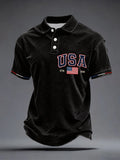America 250 Polo Shirt Men Men's USA 1776-2026 Print Polo Shirt 4th Of July Shirt