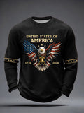 America 250 Celebration Shirt Men's USA 1776-2026 Print Waffle Long-Sleeve T-Shirt 4th Of July Shirt