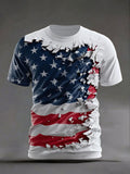United States Semiquincentennial Shirt Men's American Flag Print Casual T-Shirt 4th Of July Shirt