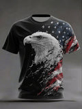 Vintage America 250 Patriotic Shirt Men's American Eagle Printed Casual T-Shirt 4th Of July Shirt