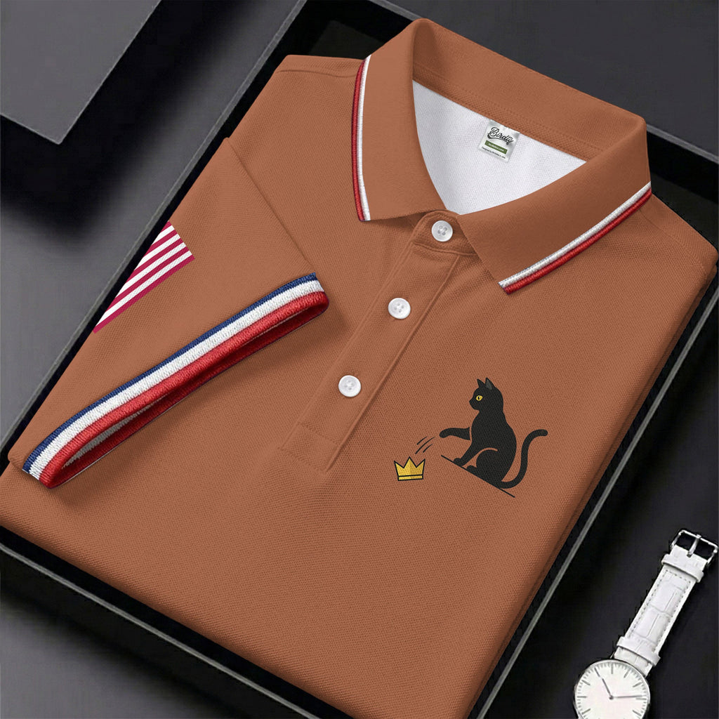 No King Naughty Cat 250 Years Patriotic Golf Shirt, Golf Shirts For Men, 4th Of July Golf Shirt