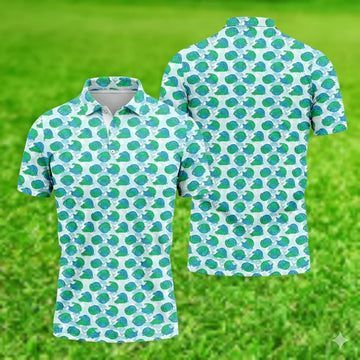 Funny Turtle Pattern Golf Polo Shirt for Men, Fun Valentine’s Golf Gift